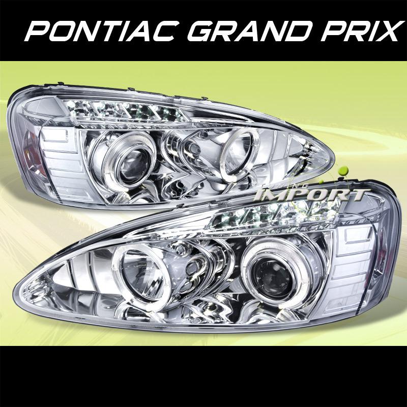 Left+right pair euro style chrome led halo projector headlights lamps set new