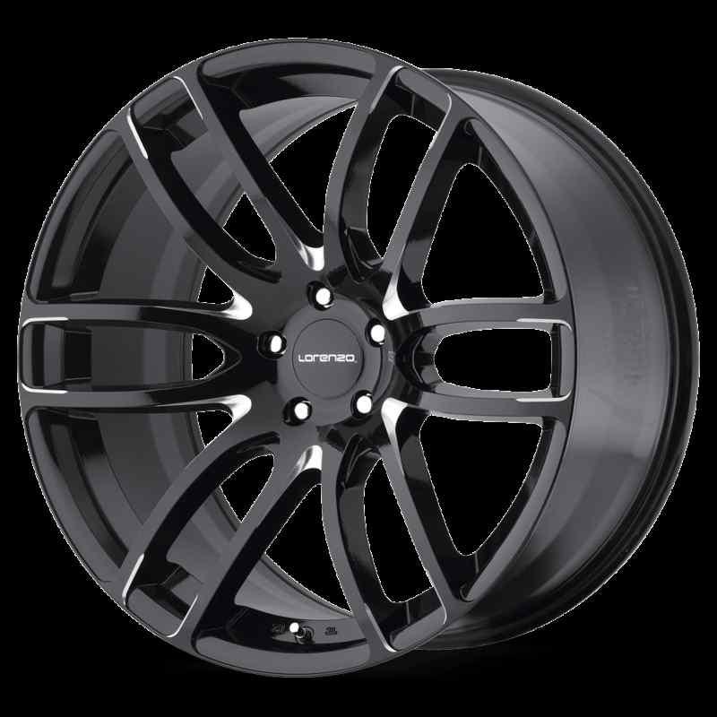 22x9 lorenzo wl036 5 lug 2 new black milled wheels rims free caps lugs stems