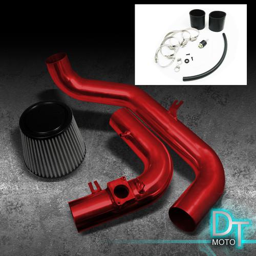 Stainless washable cone filter + cold air intake 04-05 lancer 2.4l red aluminum