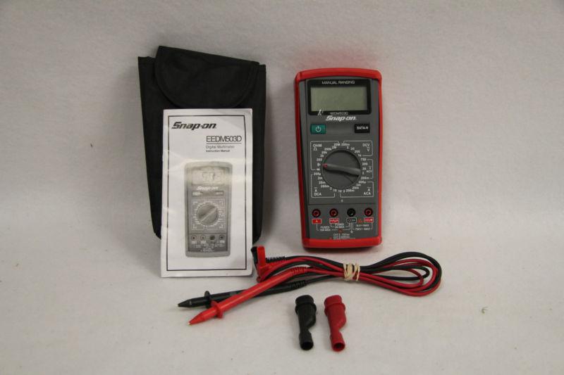 Snap-on eedm503d digital multimeter w/ leads, travel case  & manual !! 