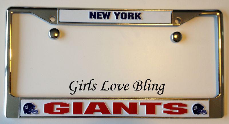 New york giants nfl metal license plate frame w/screw caps