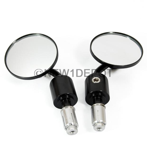 2 pcs 7/8" black aluminum alloy motorcycle bike bar end rearview side mirrors  