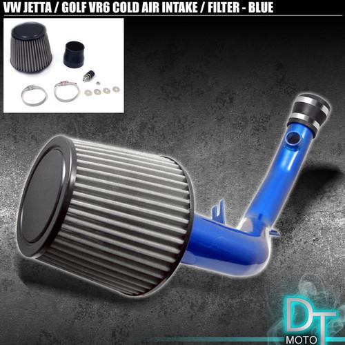 Stainless washable filter + cold air intake 99-04 jetta 99-06 golf blue aluminum