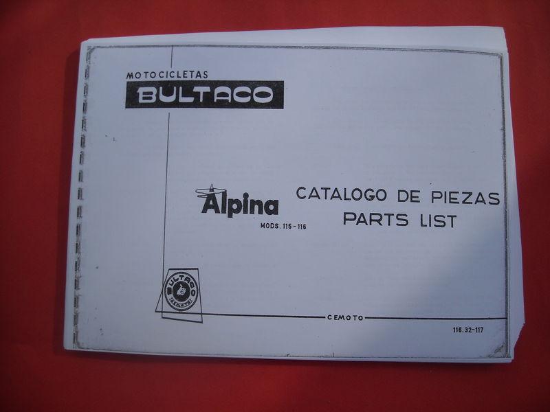 Bultaco alpina 250-350, spare-parts list, copy of the original, 115-116m.