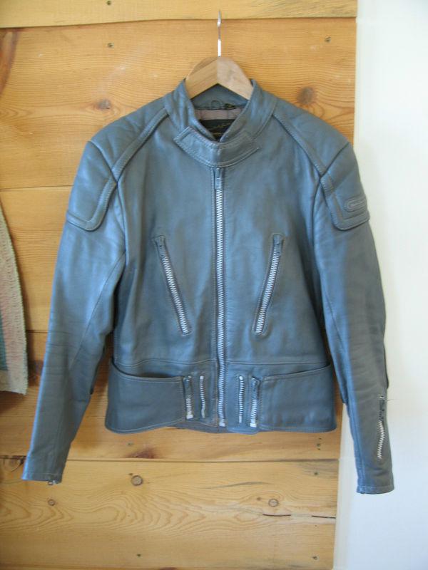 Malcolm malcom smith hein gericke vintage leather motorcycle biker jacket grey s