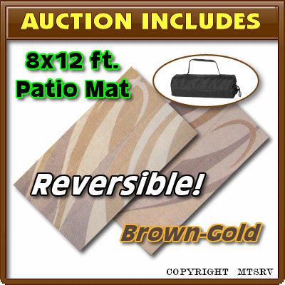 Mmi reversible patio mat 8x12 brown-gold - rv camper trailer -z-