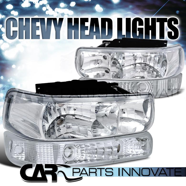 99-02 silverado 00-06 suburban tahoe clear crystal headlights+bumper signal