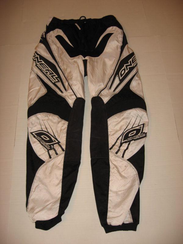 Oneal element mx motocross atv quad dirt bike riding pants wht/blk size 28