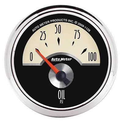 Autometer cruiser electrical oil pressure gauge 2 1/16" dia ivory/black face