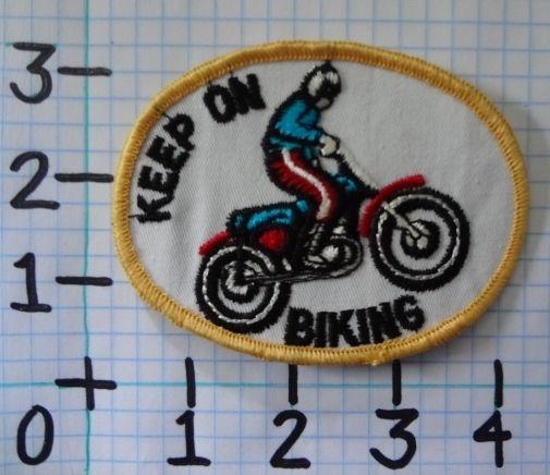 Vintage nos keep on biking motorcycle patch from the 70's 011