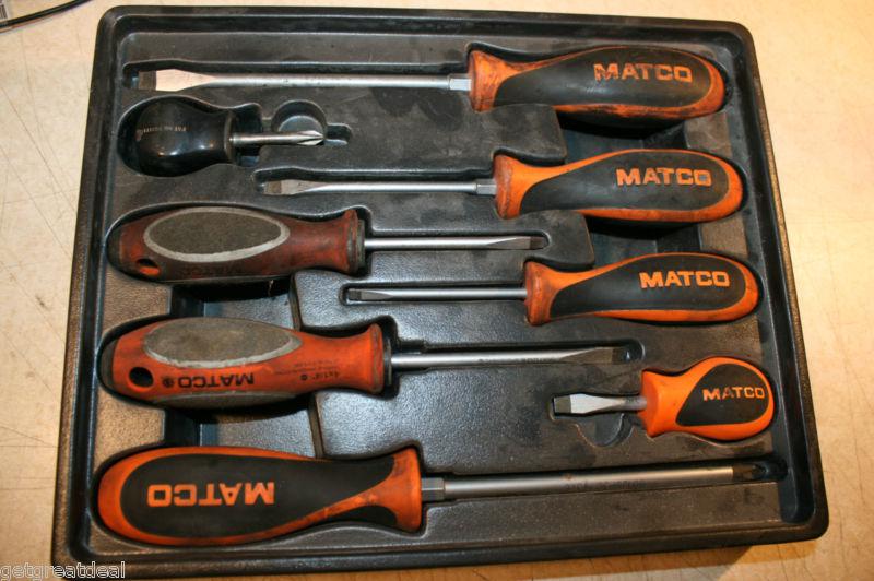 Matco tools orange handle mixed flat and phillips tip screwdriver set 8pcs