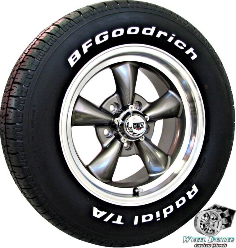 15" 15x7-15x8 gray new rev classic 100 wheels bfgoodrich tires chevy camaro 1967