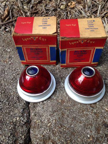 1953 chevrolet 2  lynx eye new in box stop lamp lens blue dot b-440 