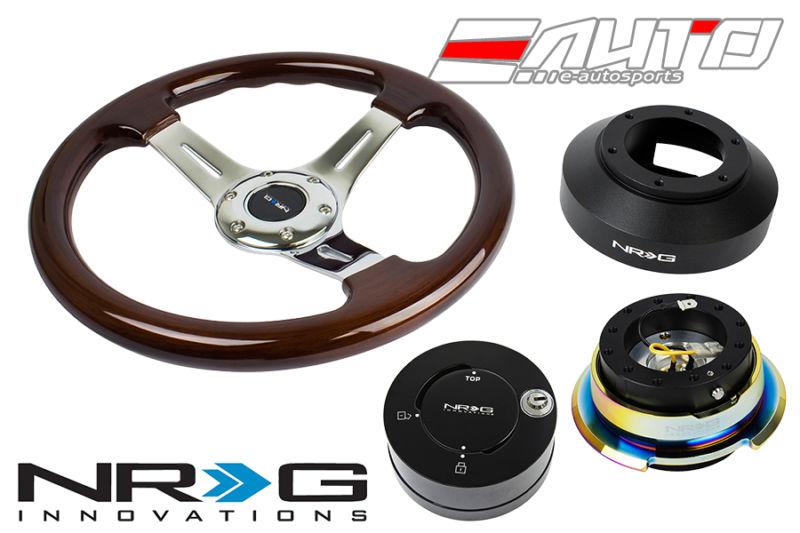 Nrg 330mm br wood ch spoke steering wheel 141h hub 2.8 bkmc neo release lock lb