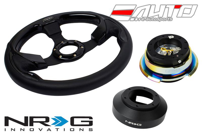 Nrg 320mm pilota leather black in steering wheel 141h hub 2.8 bkmc quick release