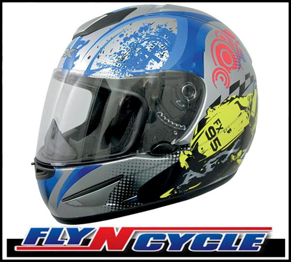 Afx fx-95 blue stunt large full face motorcycle helmet dot ece lrg lg