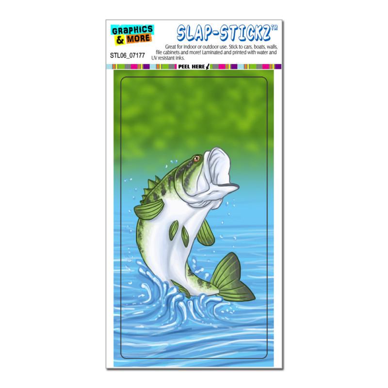 Bass fish - fishing - jumping out of water - slap-stickz™ window bumper sticker