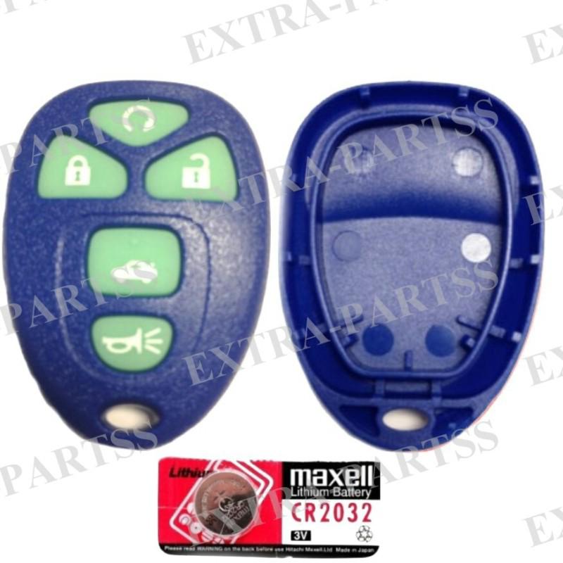 New navy glow replacement gm keyless remote key fob shell case pad + battery