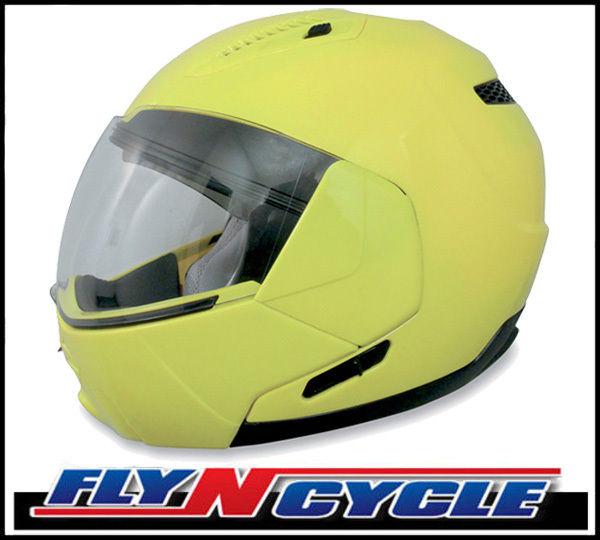 Afx fx-140 modular hi-vis yellow large motorcycle flip-up helmet lrg lg