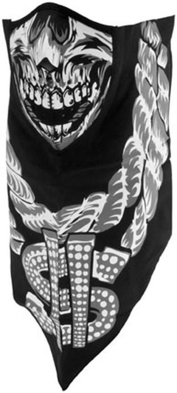 Zan cold weather neodanna 100% cotton facemask/bandana,bling skull/black,osfm