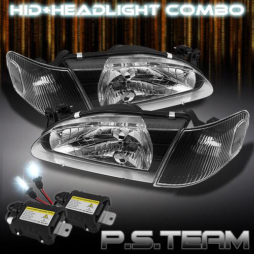 98-00 corolla jdm black clear crystal headlights w/corner+6000k slim ballast hid