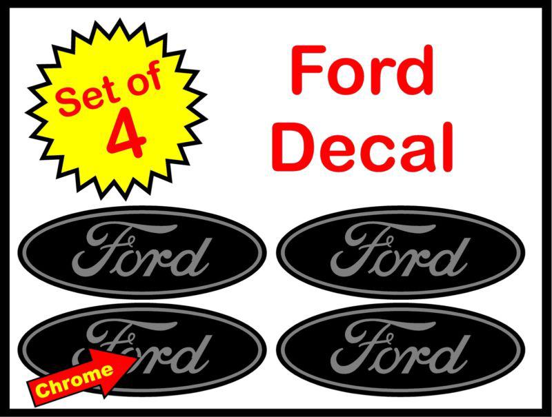 Ford logo black & chrome motocross decal stickers f-150 250 350 450 power stroke