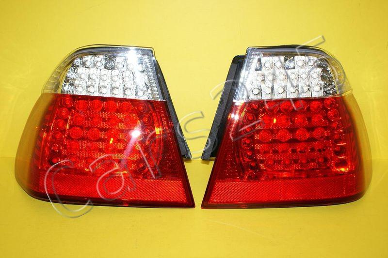 Bmw 3-series e46 coupe 2dr 1999-2003 led clear red tail lights rear lamps pair