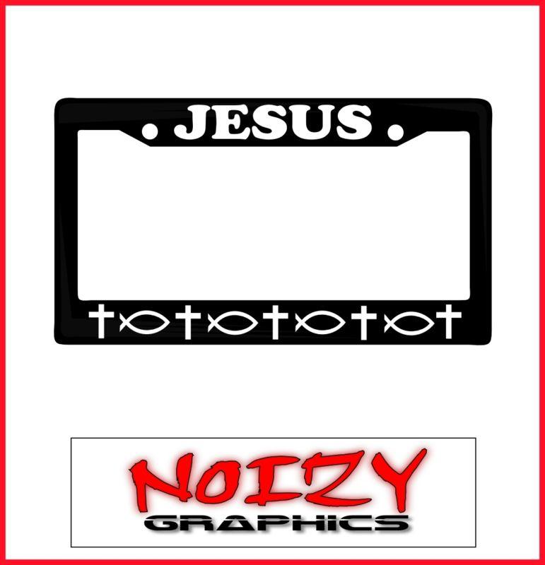 Christian license plate frame car sticker truck decal jesus cross fish ithycus