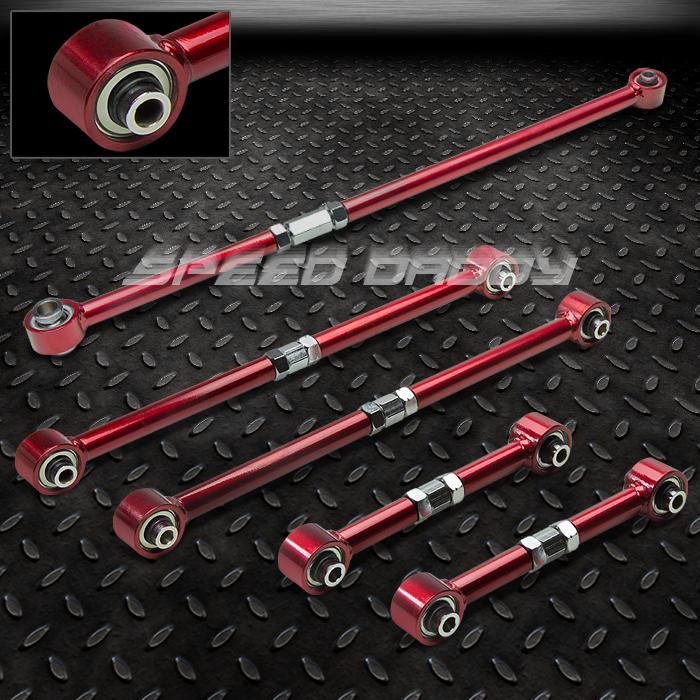 5pc rear lateral links+rod+trailing control arms 84-87 toyota corolla ae86 red