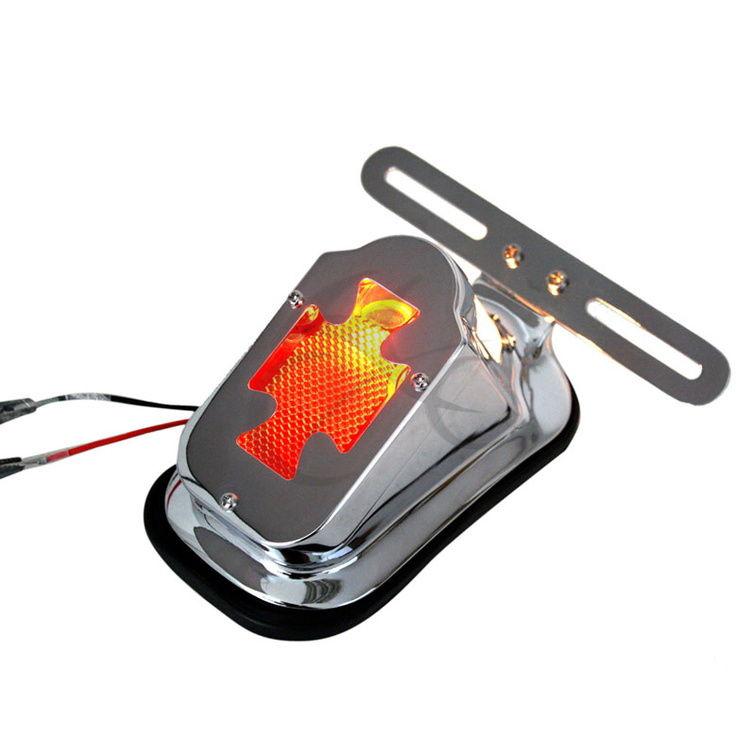 Chrome metal cross motorcycle led rear tail light for hd harley chopper custom