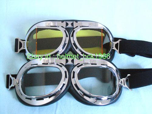 2 pcs uv motorcycle scooter plating biker helmet's goggles clear + yellow lenses