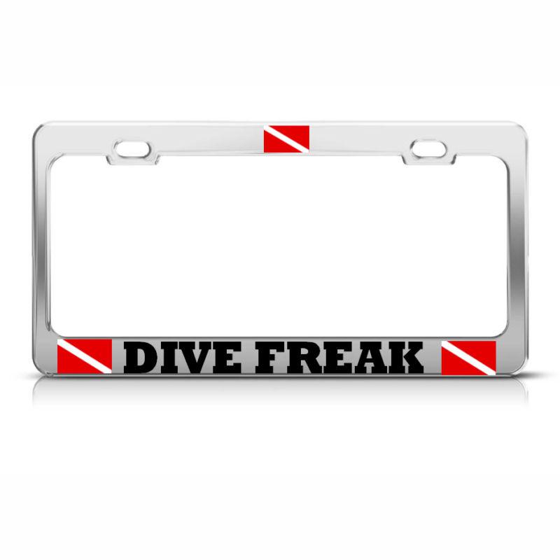 Dive freak license plate frame heavy metal love scuba diving tag border