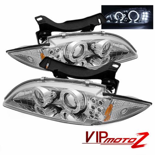 95-99 chevy cavalier euro halo projector chrome headlight driving led drl set