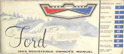 1965 ford   car owners manual original