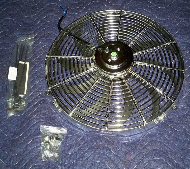 16" chrome reversible electric cooling fan 200 watt # hc-6105-c