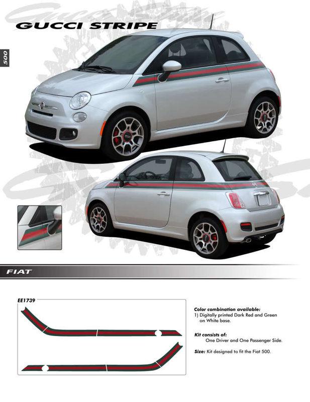 New gucci stripe 3m vinyl graphics decals stripes emblems trim kit for fiat 500