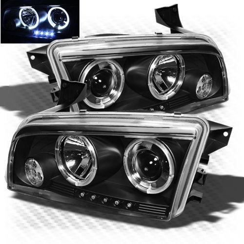 2006-2010 dodge charger halo led projector headlights black head lights lamp set