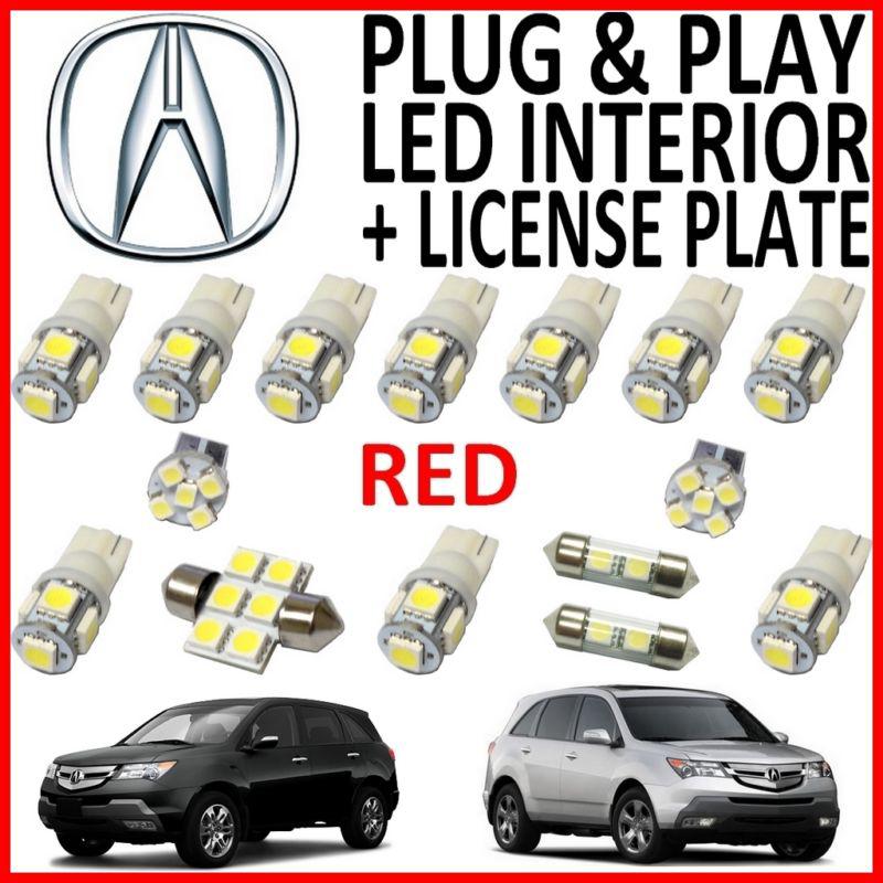 15 piece super red led interior package kit + license plate tag lights am2r