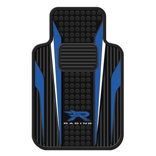 Blue and white r racing universal-fit molded front floor mats - set of 2