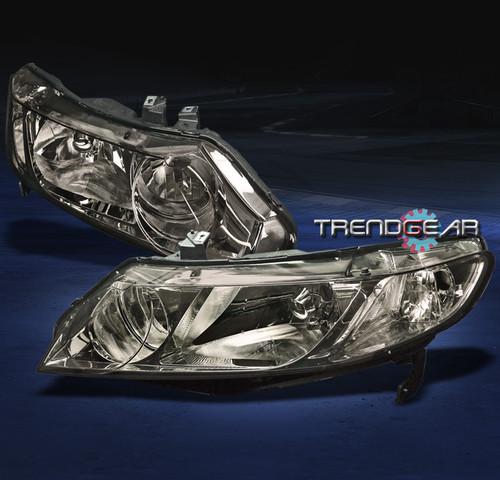 06-11 honda civic sedan 4dr crystal jdm smoke headlight 07 08 09 10 new pair set