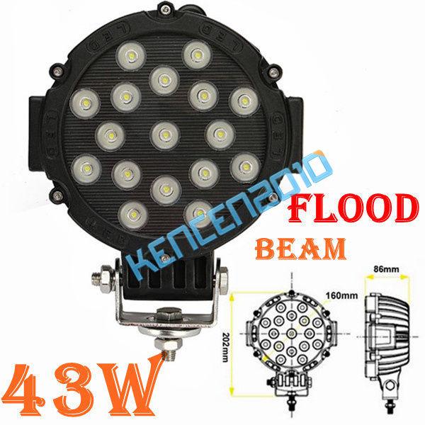 43w led work light black flood beam offroad lamp driving multivoltage 3600lm new