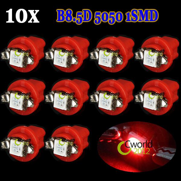 10x t5 b8.5d car gauge 5050 1smd led speedo dashboard dash side light bulb red