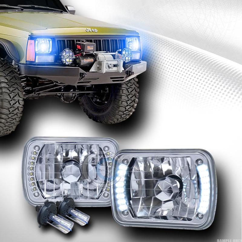 7"x6" diameter chrome square headlight drl led dy conversion hid xenon 10000k ce