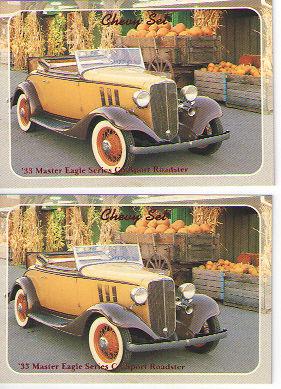 1933 chevy sport roadster baseball card sized cards - lot of 2 - must see !!