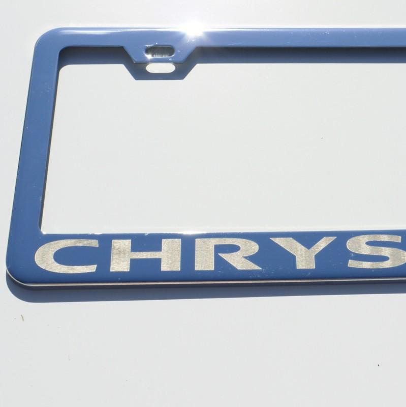 Chrysler chrome stainless steel license plate frame + screw + cap laser engrave