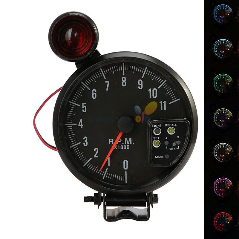 5 inch vehicle adjustable 7 color led tachometer gauge 11k rpm shift lighting