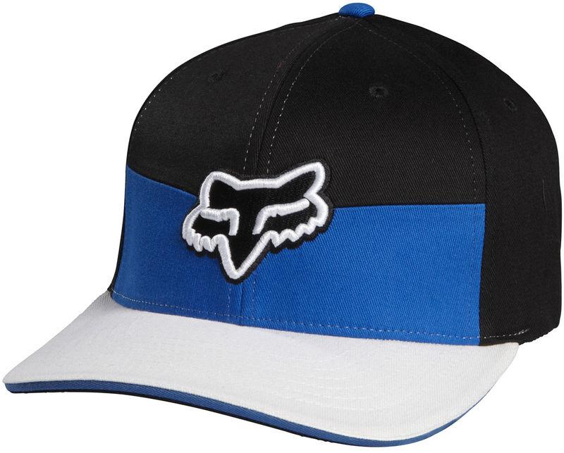 Fox solemnity black fitted flexfit medium profile hat cap hats mx 2014 blue