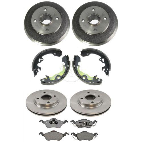 00-04 ford focus front brake pads rotors rear drums & shoes semi metallic