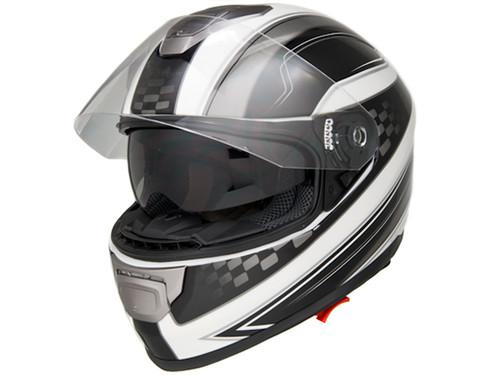 Sport bike street touring helmet full face racing checkers dual smoke visor - m