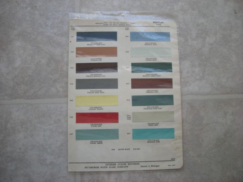 1955 pontiac color chip / chart oem